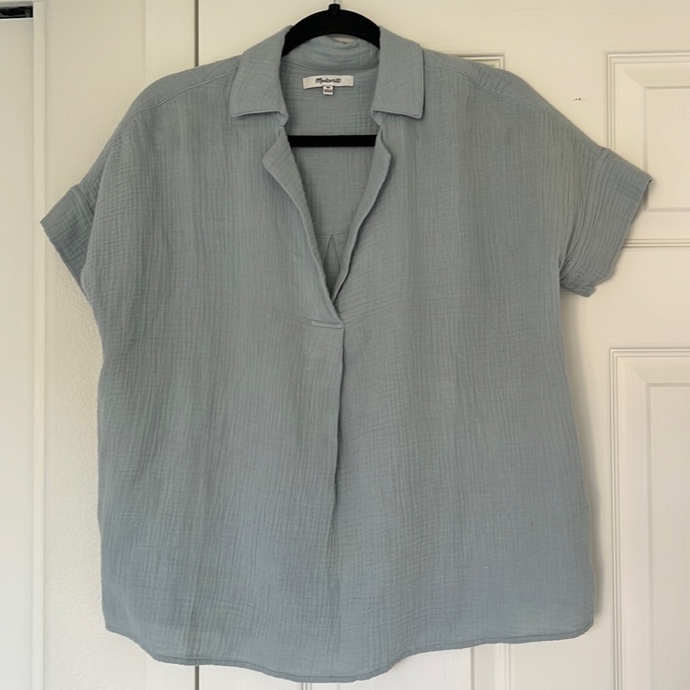 Madewell light blue soft blouse